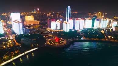 4k航拍延时青岛五四广场灯光秀视频的预览图